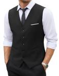 COOFANDY Men's Fashion Formal Slim Fit Business Dress Suit Vest Waistcoat,Black,Medium ( Chest: 43.3" )