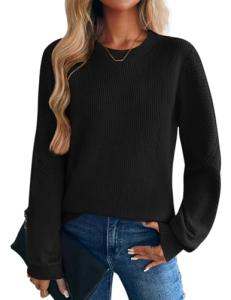 Zeagoo Women's Lightweight Black Knit Pullover Sweater
