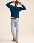 Men's Cashmere Crewneck Sweater in Peacock Blue