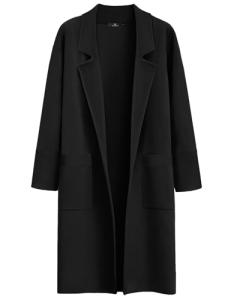 LILLUSORY Trench Coats for Women 2024 Black Jacket Fall Long Dress Coat Trendy Knit Cardigan Sweater Winter Clothes Black S