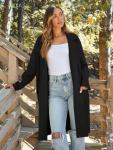 LILLUSORY Trench Coats for Women 2024 Black Jacket Fall Long Dress Coat Trendy Knit Cardigan Sweater Winter Clothes Black S