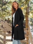 LILLUSORY Trench Coats for Women 2024 Black Jacket Fall Long Dress Coat Trendy Knit Cardigan Sweater Winter Clothes Black S