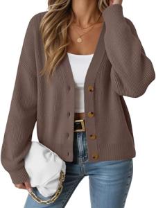 LILLUSORY Women's Lightweight Oversized Cardigan in Nutmeg