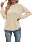 Women's Fall Balloon Sleeve Knit Sweater, Beige