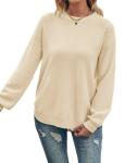 Women's Fall Balloon Sleeve Knit Sweater, Beige