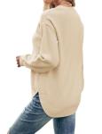 Women's Fall Balloon Sleeve Knit Sweater, Beige