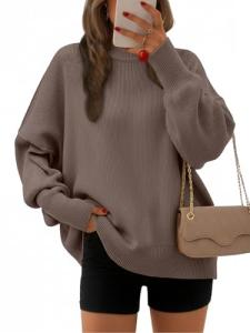 Women's Oversized Crewneck Pullover Sweater - Nutmeg