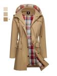 Women's Waterproof Rain Jacket Lightweight Raincoat Hooded Windbreaker Trench Coat (Camel, XX-Large)