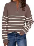 LILLUSORY Women’s Striped Oversized Mock Turtleneck Sweater