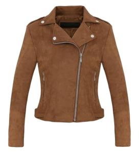 CHARTOU Women's Coffee Faux Suede Biker Jacket