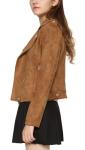 CHARTOU Women's Coffee Faux Suede Biker Jacket