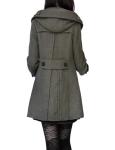 Tanming Women's Warm Double Breasted Wool Pea Coat Trench Coat Jacket with Hood (Grey-XL)