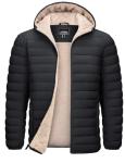 Men's Black Sherpa-Lined Puffer Jacket
