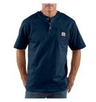 Carhartt Men's Navy Pocket Henley Shirt, Large