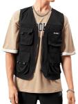 Men's Steampunk Cargo Vest Jacket - Black