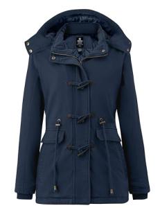 wantdo Women's Warm Coat Hoodie Parka Fleece Lined Jacket Duffle Coat Navy, S