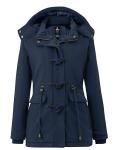 wantdo Women's Warm Coat Hoodie Parka Fleece Lined Jacket Duffle Coat Navy, S