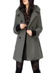 Tanming Women's Warm Double Breasted Wool Pea Coat Trench Coat Jacket with Hood (Grey-M)