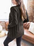 Women's Chunky Knit Cardigan - Dark Grey, XL