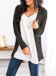 Women's Chunky Knit Cardigan - Dark Grey, XL