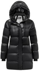 wantdo Women's Winter Puffer Jackets Winter Warm Parka Long Coat Snow Jacket (Black M)