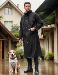 COOFANDY Men's Rain Jacket with Hood Waterproof Lightweight Active Long Raincoat