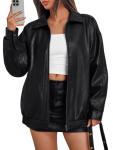 Trendy Plus Size Faux Leather Biker Jacket