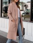 ANRABESS Women's Long Cardigan Sweater 2024 Fall Fashion Casual Oversized Knit Open Front Coatigan Jacket Coat Trendy Outfits Khaki Small