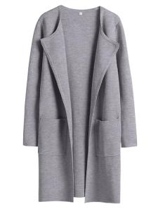 ANRABESS Women's Open Front Knit Lightweight Cardigan Casual Long Coatigan Sweater Lady Jacket Coat 2024 Fall Outerwear Grey Medium