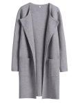 ANRABESS Women's Open Front Knit Lightweight Cardigan Casual Long Coatigan Sweater Lady Jacket Coat 2024 Fall Outerwear Grey Medium