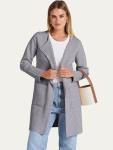 ANRABESS Women's Open Front Knit Lightweight Cardigan Casual Long Coatigan Sweater Lady Jacket Coat 2024 Fall Outerwear Grey Medium
