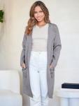 ANRABESS Women's Open Front Knit Lightweight Cardigan Casual Long Coatigan Sweater Lady Jacket Coat 2024 Fall Outerwear Grey Medium