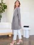 ANRABESS Women's Open Front Knit Lightweight Cardigan Casual Long Coatigan Sweater Lady Jacket Coat 2024 Fall Outerwear Grey Medium