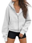 AUTOMET Women's Oversized Zip Up Fleece Hoodie