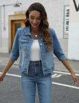 Women's Light Wash Cropped Denim Trucker Jacket