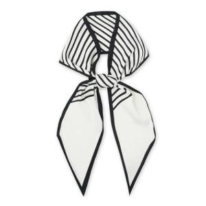 vimate Satin Scarf for Women - Skinny White and Black Striped Scarf for Women Lightweight Handbag Scarf (Style 07)
