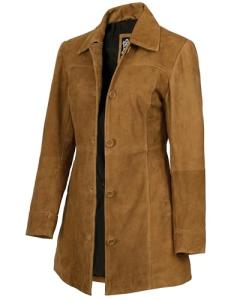 Kandis Women's Real Suede Leather Long Coat