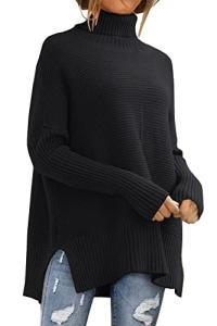 LILLUSORY Women's Oversized Black Turtleneck Sweater