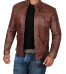 Decrum Men's Leather Jacket - Motorcycle Jackets for Men | [1100084] Diamond 1 Brown, L