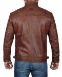 Decrum Men's Leather Jacket - Motorcycle Jackets for Men | [1100084] Diamond 1 Brown, L