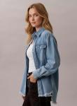 Sky Blue Oversized Distressed Denim Trucker Jacket