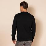 Men's V-Neck Cotton Cardigan Sweater - Black