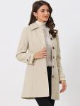 Allegra K Women's Classic Beige Winter Pea Coat