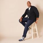 Men's V-Neck Cotton Cardigan Sweater - Black