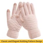 Women's Winter Warm Touch Screen Gloves Womens Thermal Black Cable Knit Wool Fleece Lined Touchscreen Texting Mittens for Cold Weather