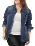Plus Size Denim Button-Up Jacket for Women