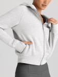 Trendy Women's Cropped Zip-Up Hoodies - Grey