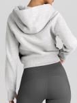 Trendy Women's Cropped Zip-Up Hoodies - Grey