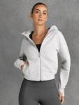 Trendy Women's Cropped Zip-Up Hoodies - Grey