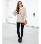 ETCYY Womens Oversized Sweaters Fall 2024 Fashion Clothes Trendy Batwing Sleeve Colorblock Striped Knit Pullover Sweater Tops(M.Apricot)